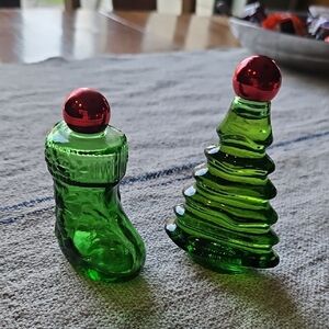 Festive Green Glass Holiday Decor Set